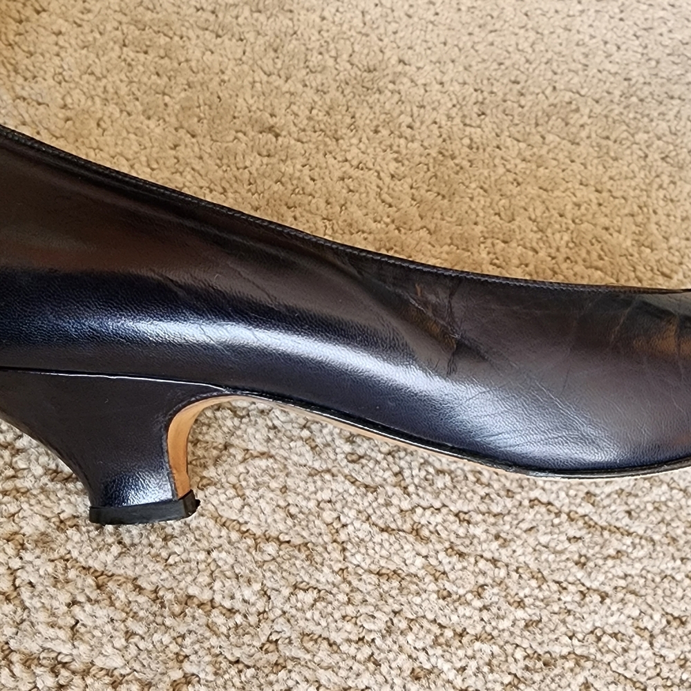 Bally Black Leather Kitten Heels Women's Size 10 Made In Italy Vintage Elegance - Picture 5 of 7